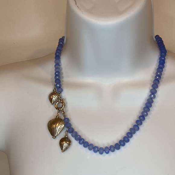 Silk Knotted Chalcedony Necklace Sterling Silver Clamshell Charms Beach Ocean - Picture 6 of 11